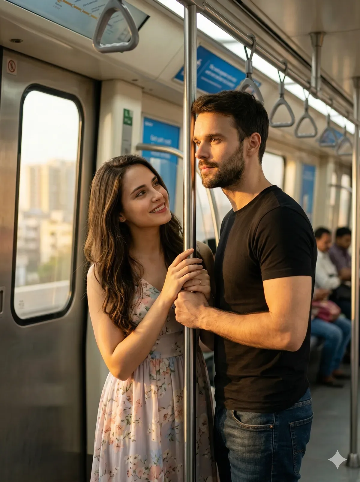 Romantic Metro Door Scene Prompt