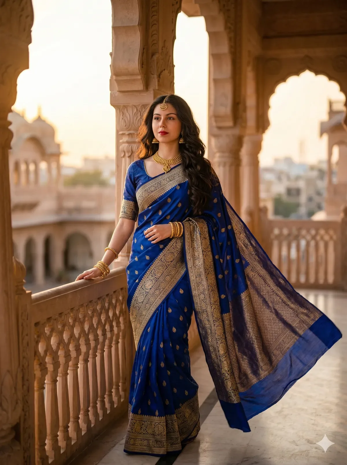Royal Palace Sunset Saree Portrait Prompt