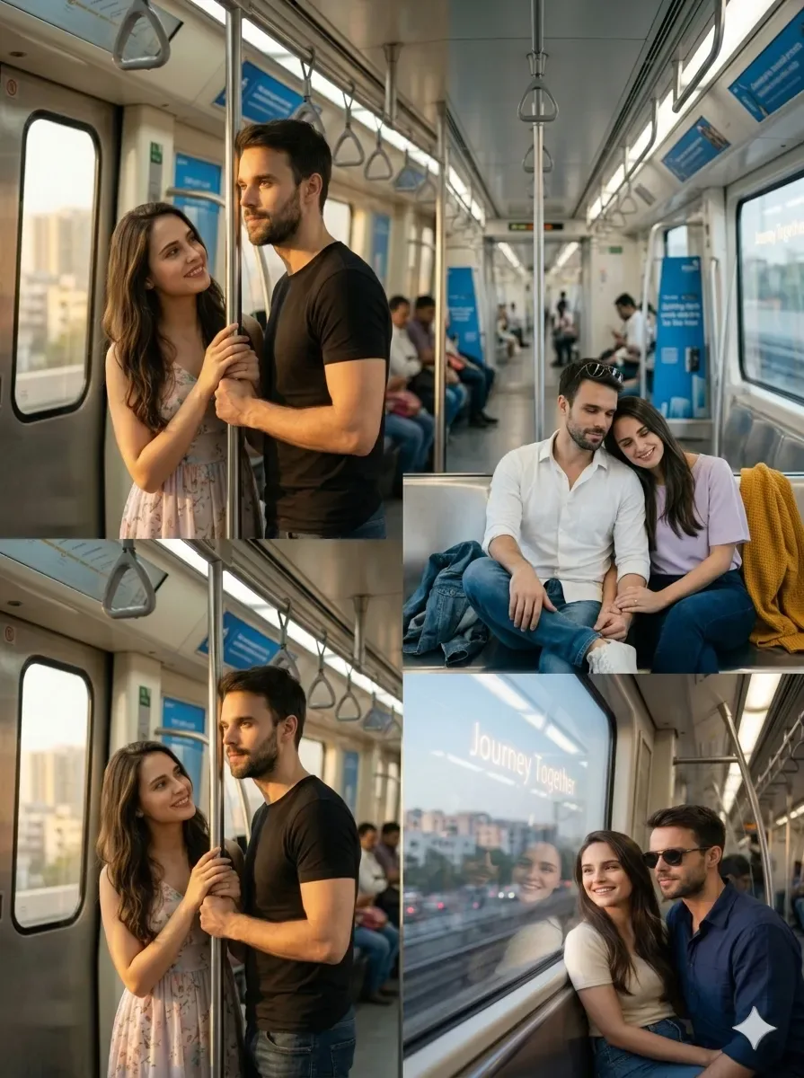 Creating a Realistic Metro Train Scene With Couple Prompt AI Image Prompts