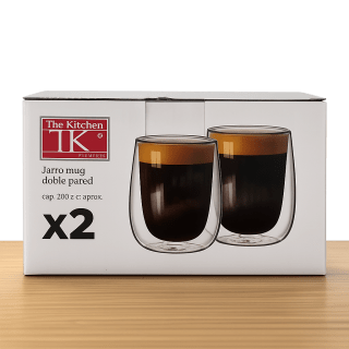 SET 2 JARROS MUG DOBLE VIDRIO 200ML
