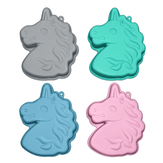 MOLDE DE SILICONA P/ TORTA 26X 18CM UNICORNIO - Color: Celeste