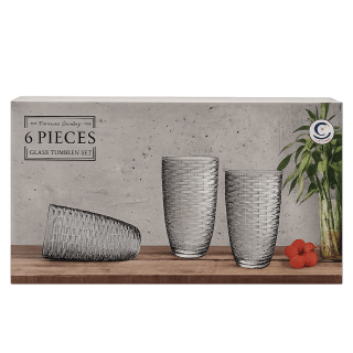 SET VASOS TRAGO LARGO RATTAN 6U 430ML