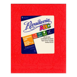 CUADERNO RIVADAVIA ABC ROJO 19X 24CM 50H RAYADO