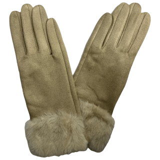 GUANTE DE DAMA 100% POLYESTER PELUCHE - Color: Beige