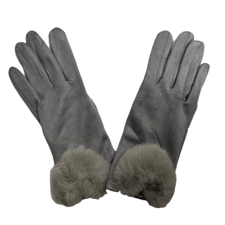 GUANTE DE DAMA 100% POLYESTER CORAZON DE PELUCHE- Color: Gris