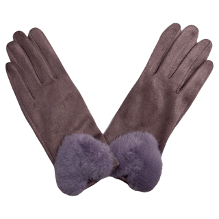 GUANTE DE DAMA 100% POLYESTER CORAZON DE PELUCHE - Color: Violeta