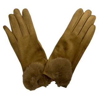 GUANTE DE DAMA 100% POLYESTER CORAZON DE PELUCHE- Color: Marron