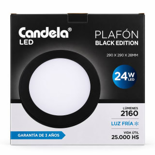 PLAFON LED SIDELIGHT REDONDO EMB. BLACK 24W