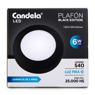PLAFON LED SLIM REDONDO BASE BLACK 6W