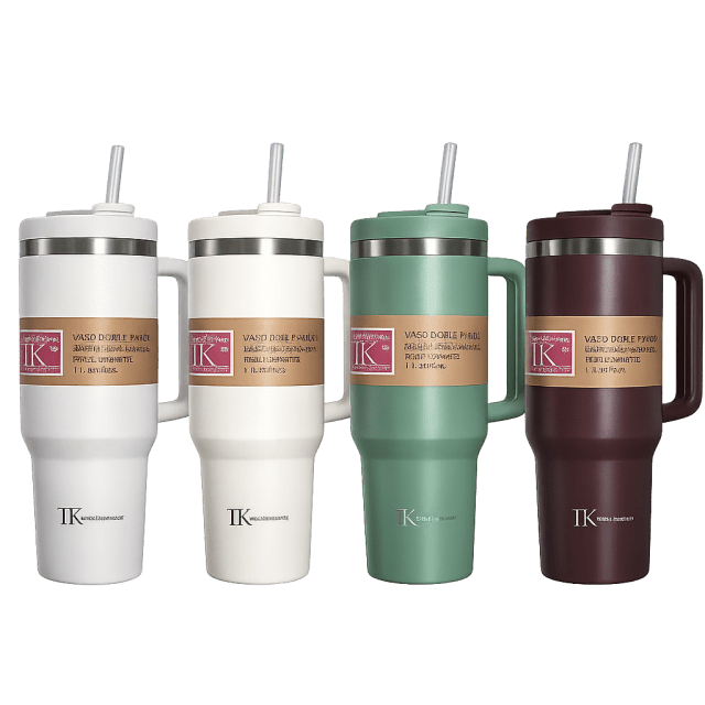 VASO DOBLE PARED DE ACERO C/ SORBETE 1,1L - Color: Bordo