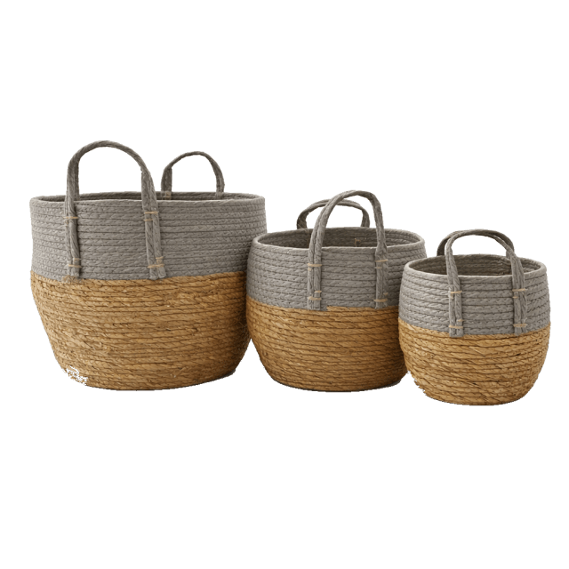 SET 3 CESTOS BICOLOR DE YUTE