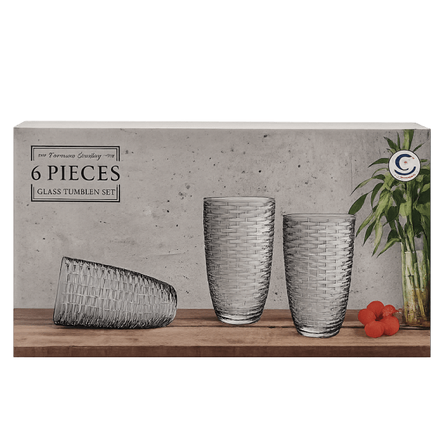 SET VASOS TRAGO LARGO RATTAN 6U 430ML