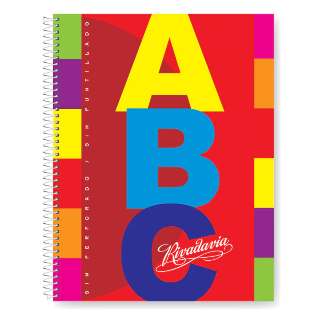 CUADERNO RIVADAVIA ESPIRALADO ABC 21X 27CM 60H RAYADO