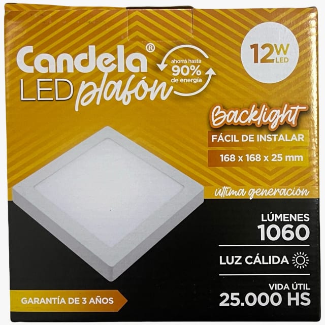 PLAFON LED BACKLIGHT CUADRADO BASE 12W - Tono de luz: Calida