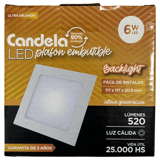 PLAFON LED BACKLIGHT CUADRADO EMB. 6W