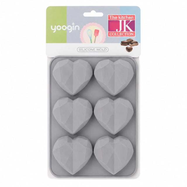 MOLDE DE SILICONA 6 CORAZONES 27,5 X 16,5 X 3CM - Color: Gris