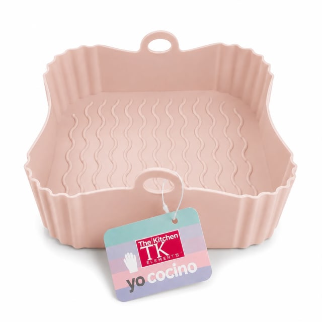 MOLDE DE SILICONA CUADRADO PARA AIR FRYER 18,5 X 18,5 X 5,5CM - Color: Rosa