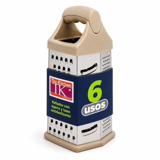 RALLADOR 6 USOS CON AGARRE Y BASE ANTIDESLIZANTE 20CM - Color: Beige