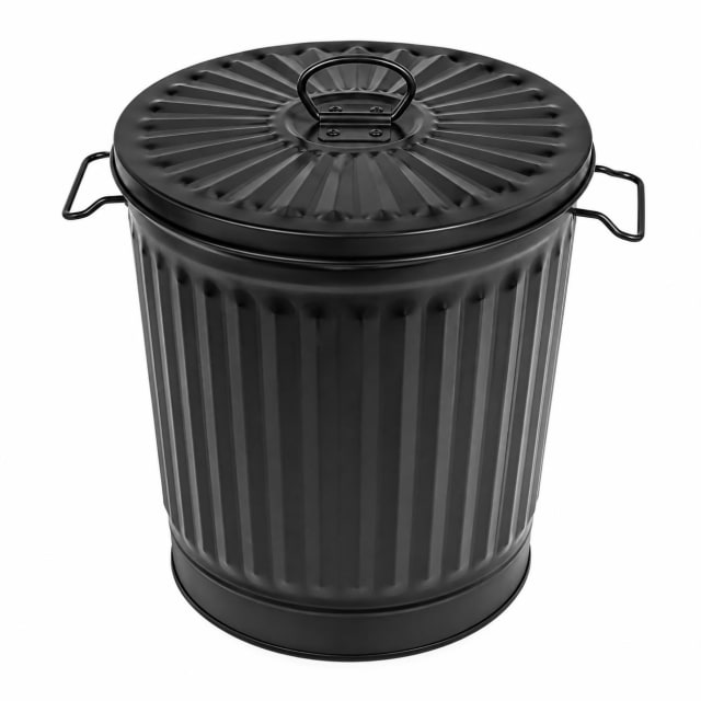 RECIPIENTE DE METAL C/ TAPA 18L - Color: Negro