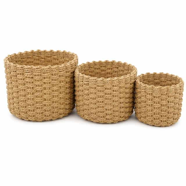 SET CANASTOS ORGANIZADORES CIRCULAR 3U - Color: Beige