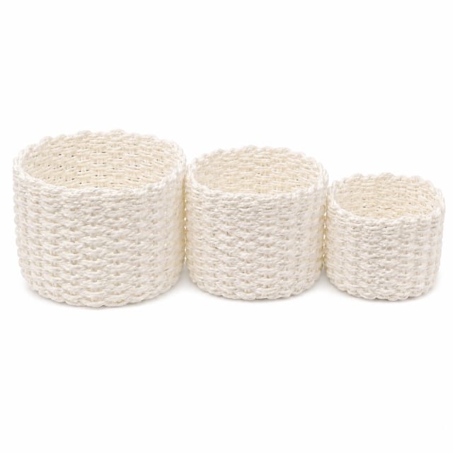 SET CANASTOS ORGANIZADORES CIRCULAR 3U - Color: Blanco
