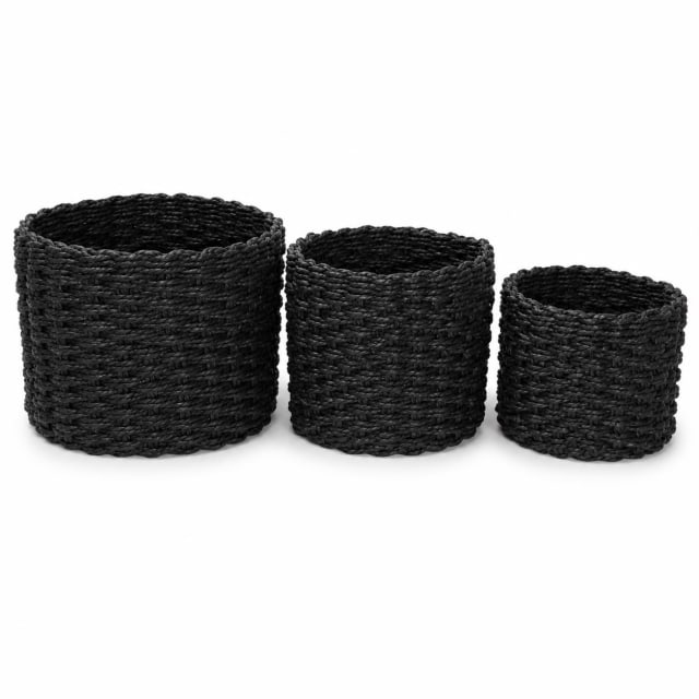 SET CANASTOS ORGANIZADORES CIRCULAR 3U - Color: Negro