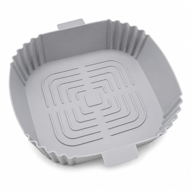 MOLDE DE SILICONA CUADRADO PARA AIR FRYER 20 X 20 X 4,5CM - Color: Gris