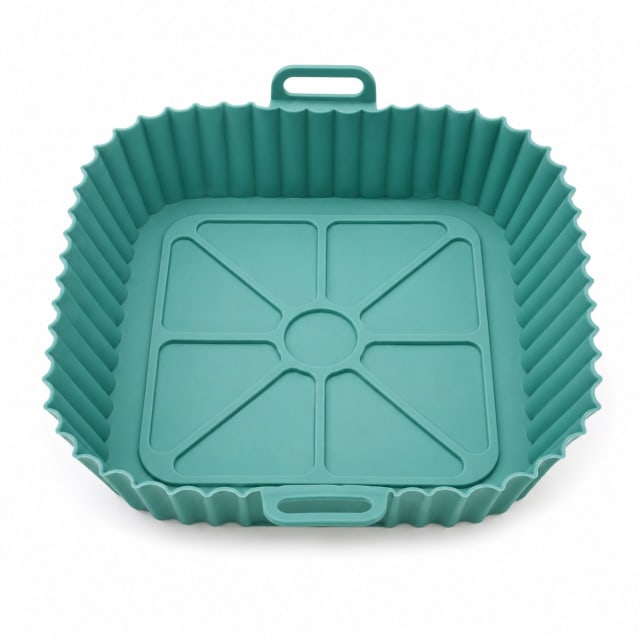 MOLDE DE SILICONA CUADRADO PARA AIR FRYER 20 X 20 X 5CM - Color: Celeste