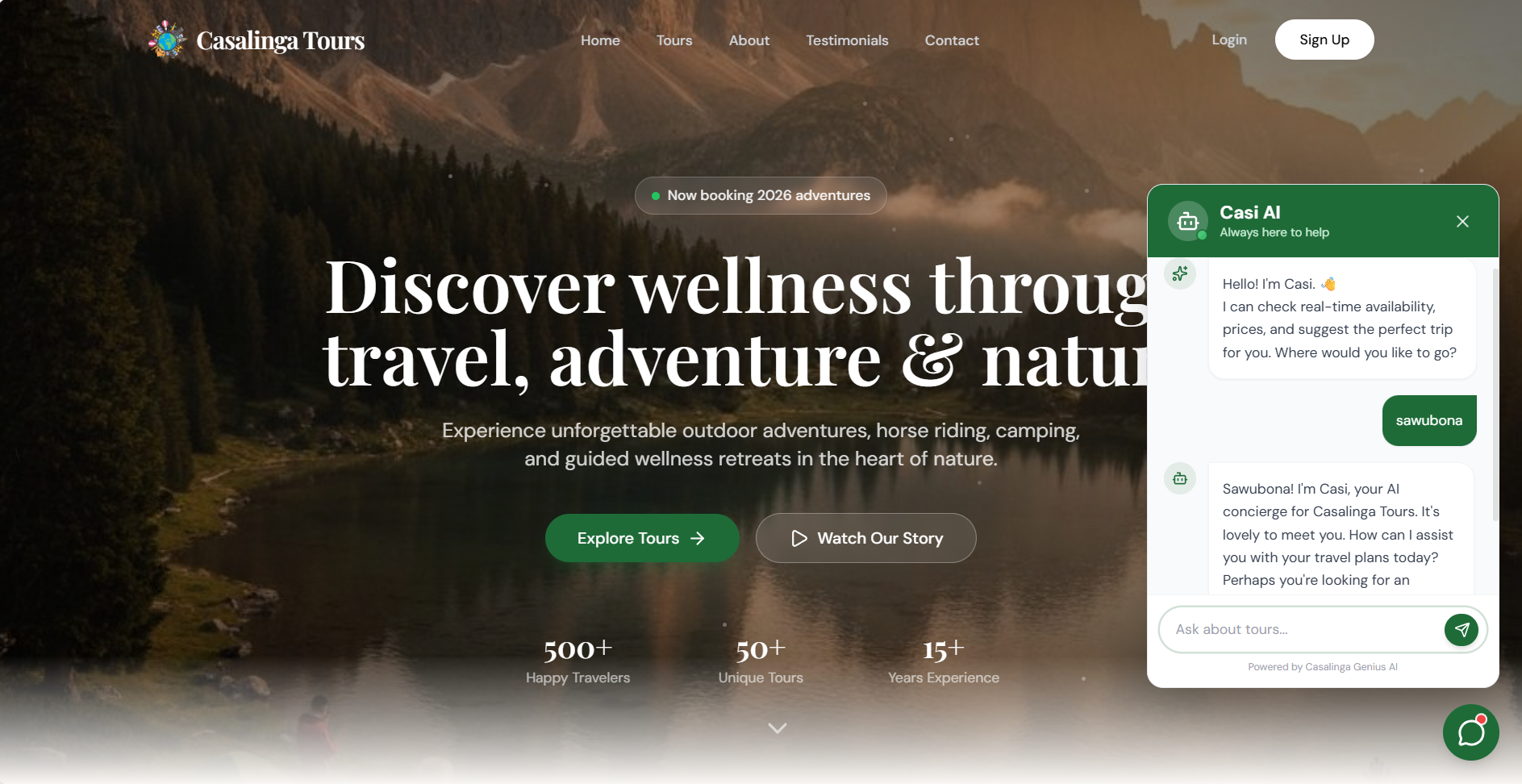 Casalinga Tours: Artificial AI-Integrated Booking Ecosystem