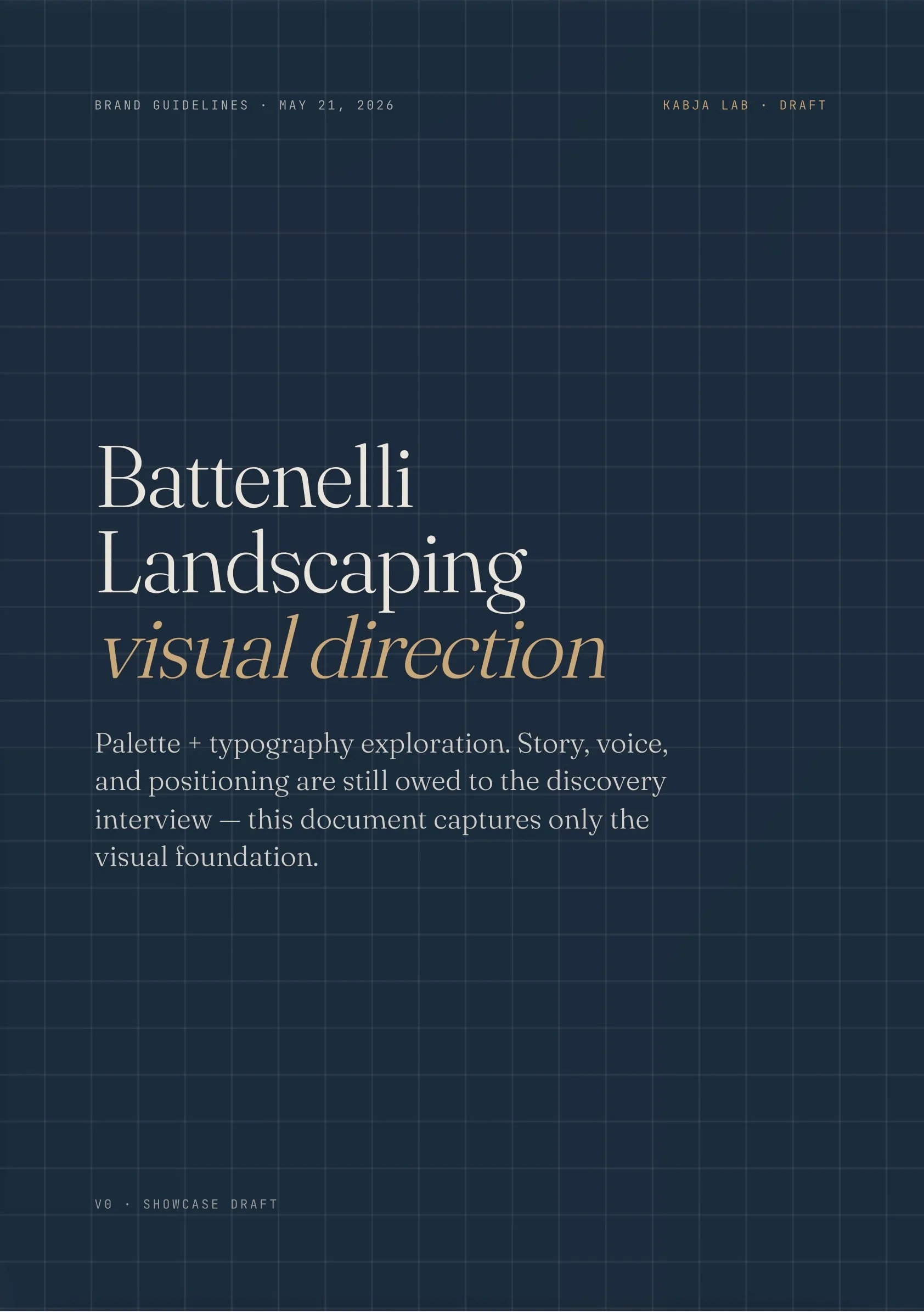 Battenelli Landscaping brand guidelines cover