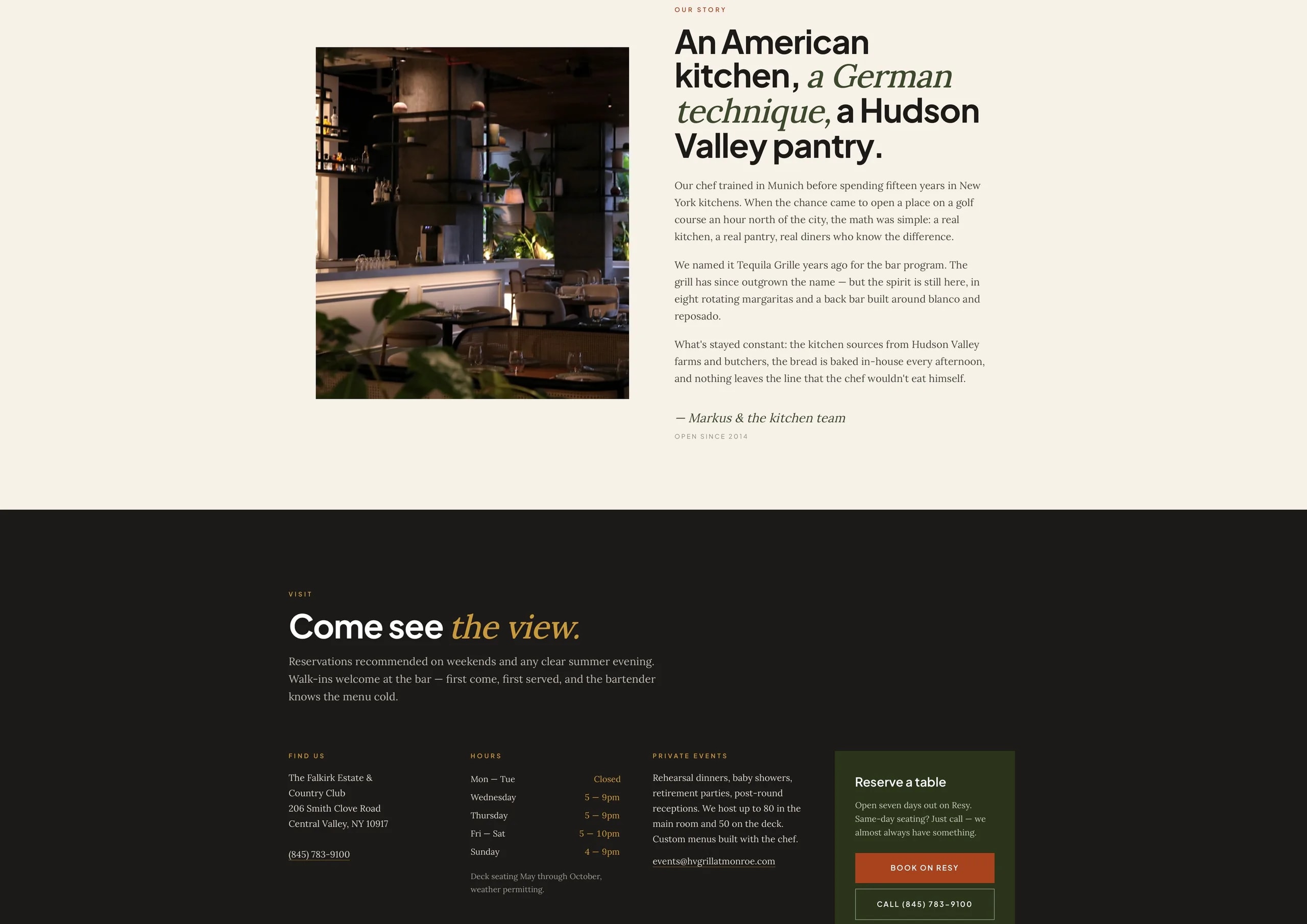 Restaurant website built by Kabja, menu and reservations page