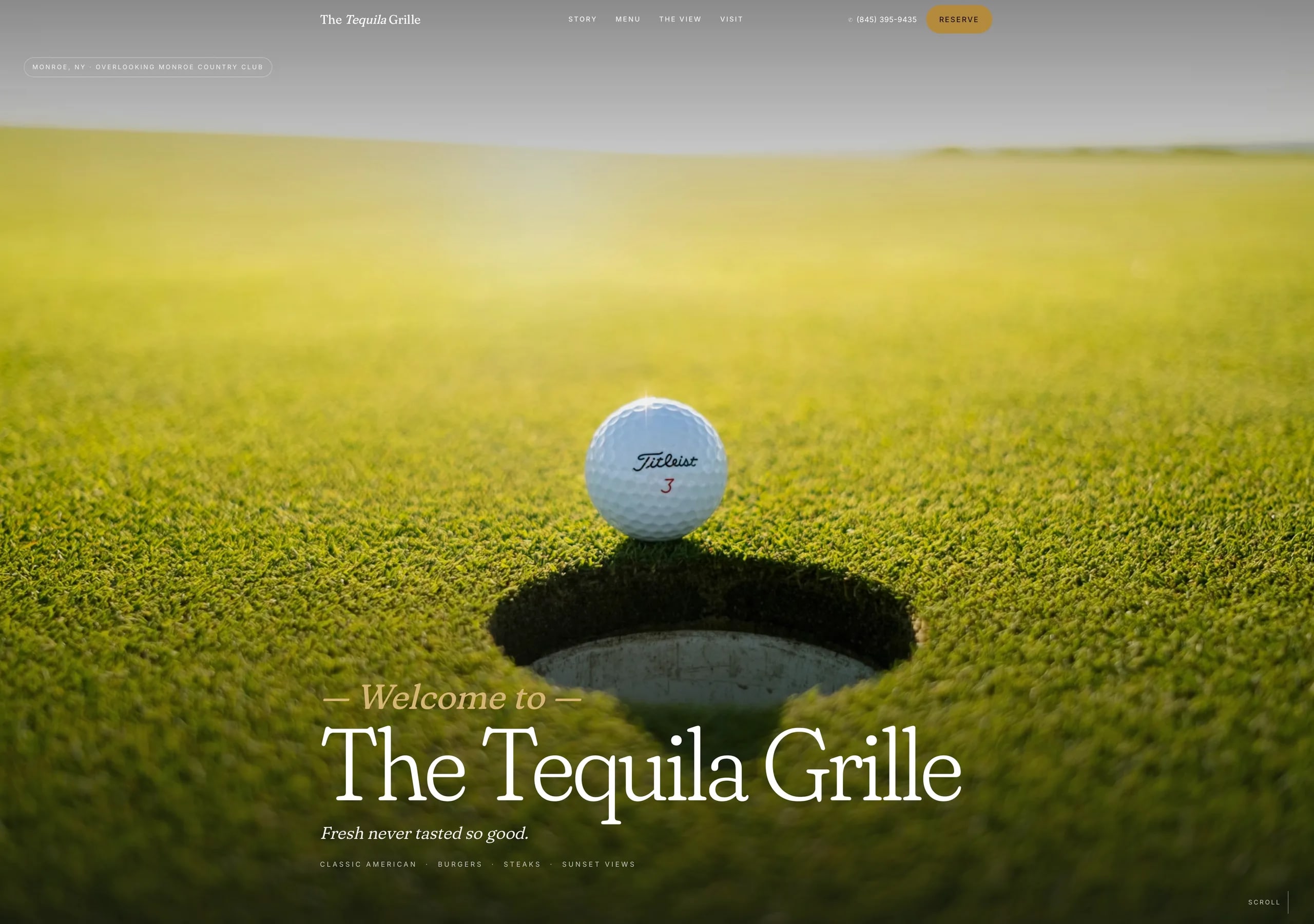 Restaurant website built by Kabja, homepage with header film
