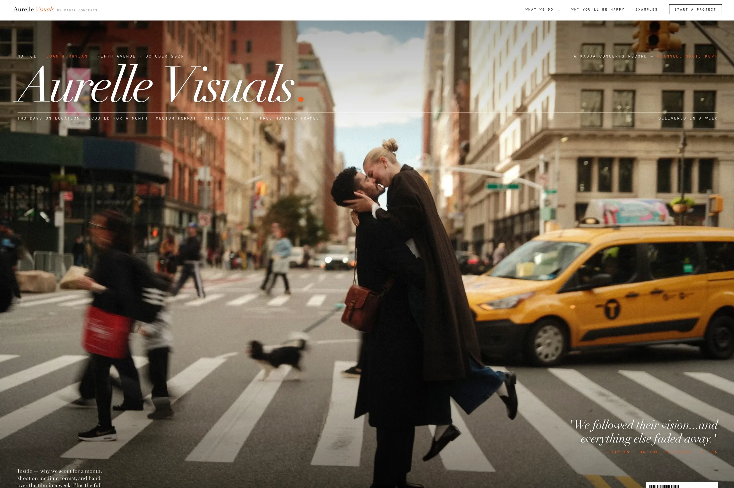Aurelle Visuals website built by Kabja Concepts