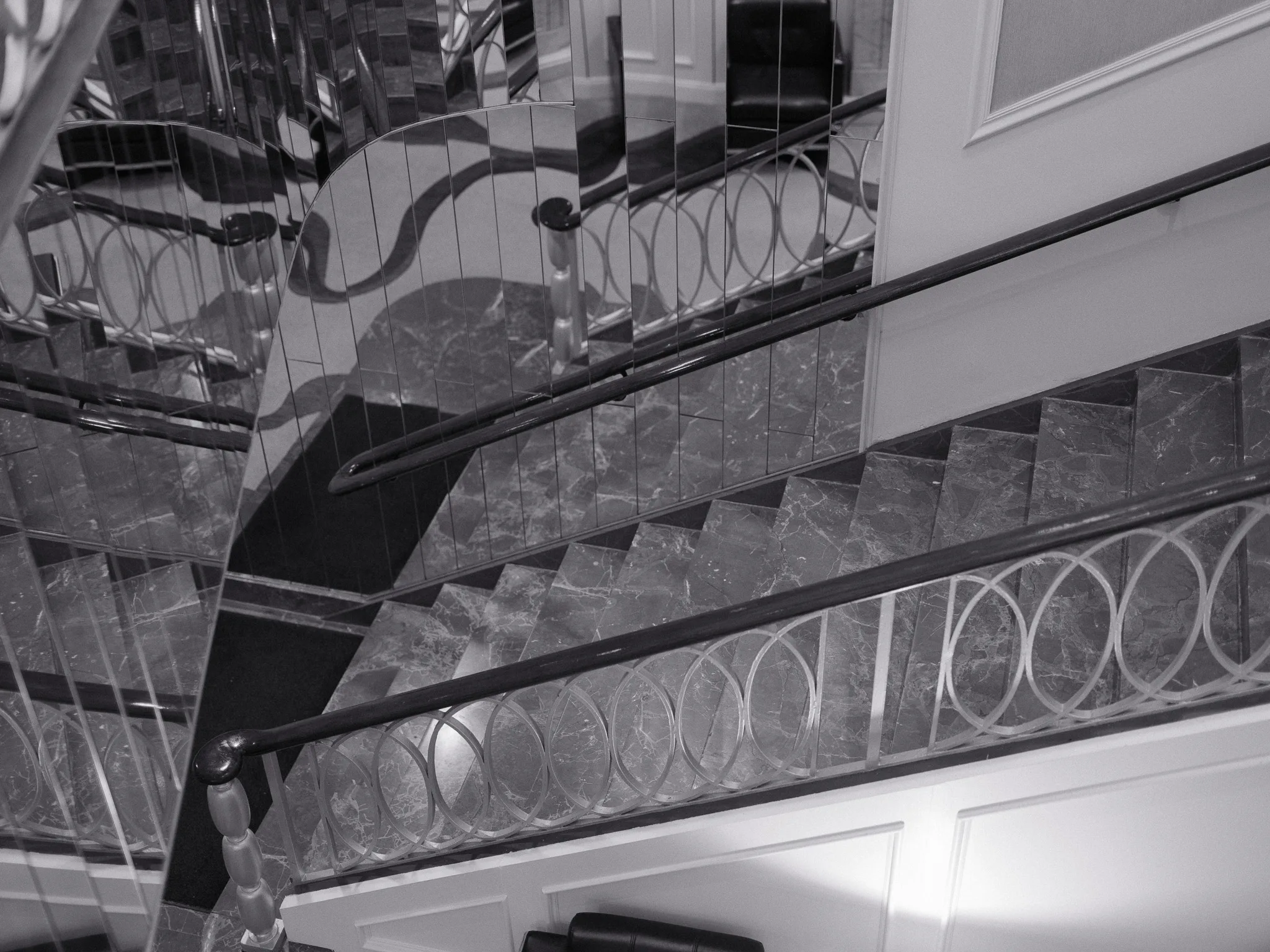 Marble staircase looking down at Terrace on the Park