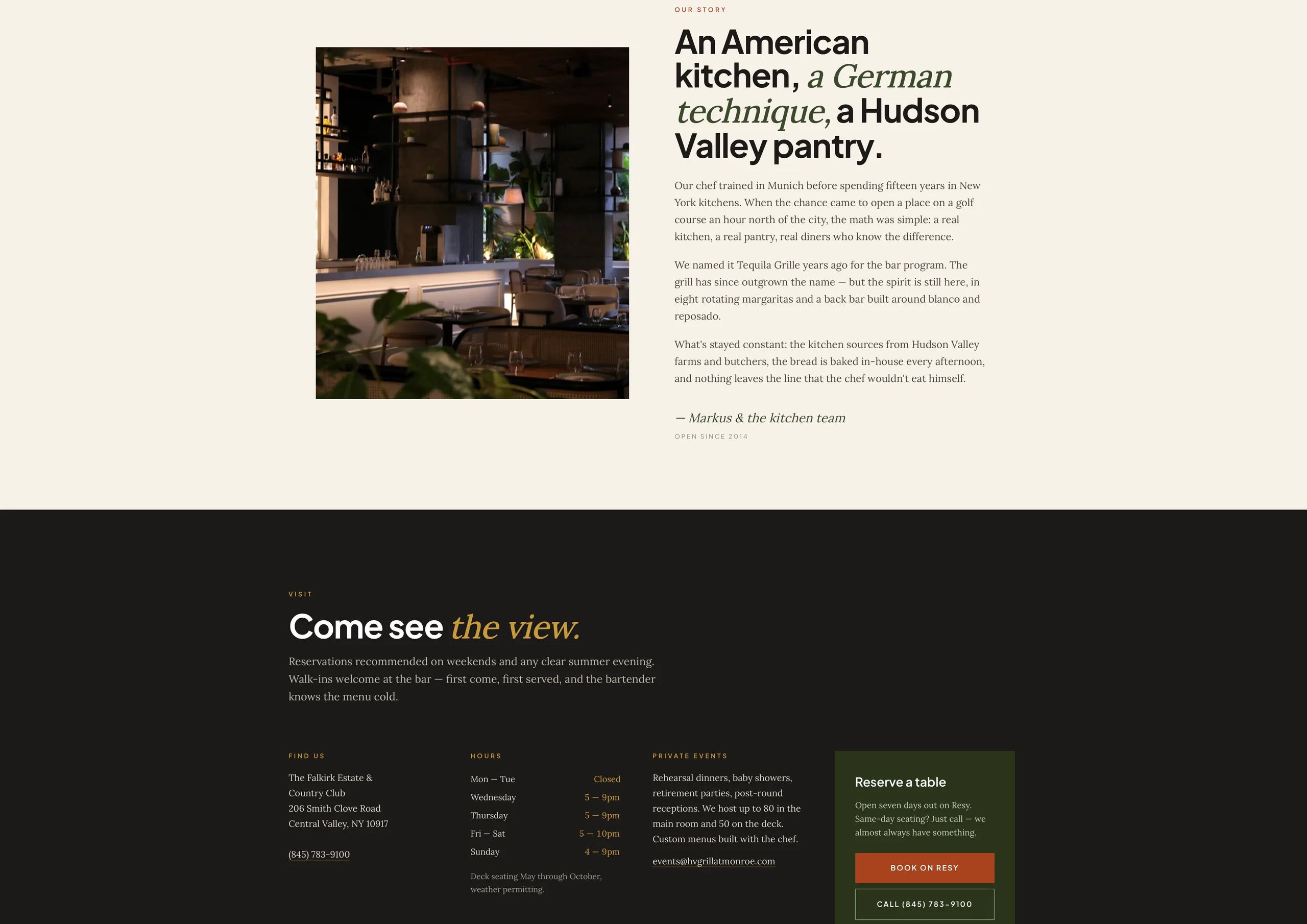 Restaurant website built by Kabja, menu and reservations page