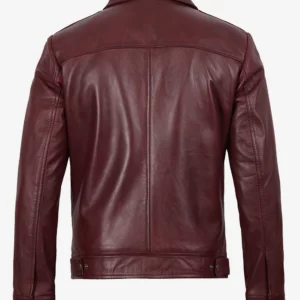 Mens Classic Burgundy Harrington Leather Jacket