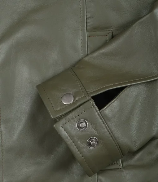 Men's Olive Green Genuine Leather Jacket | OuterMark