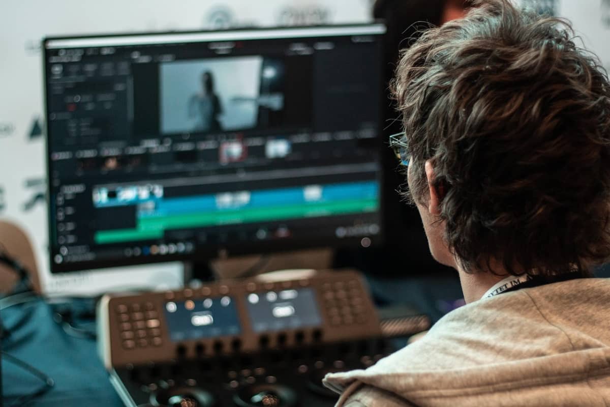Professional color grading for corporate video production on large monitor NYC