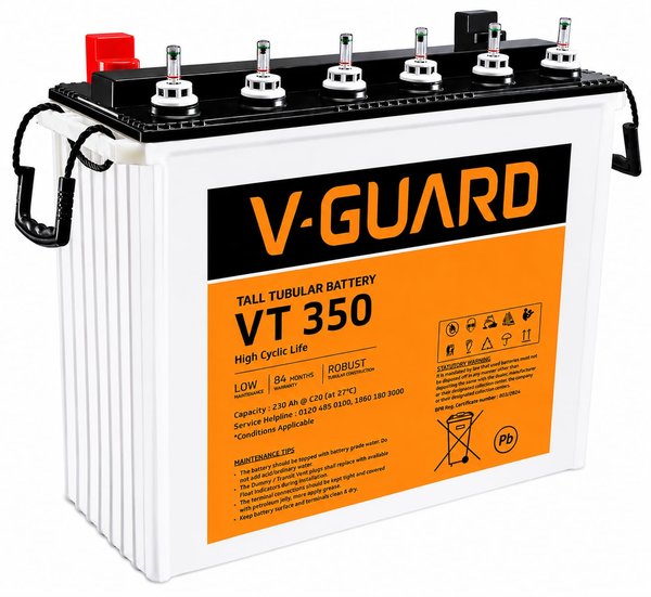 V-Guard VT350 Inverter Battery | Tubular Technology | High Backup Performance | 36 Month +24 Month Warranty | Tubular Plate Technology| High Backup Performance|