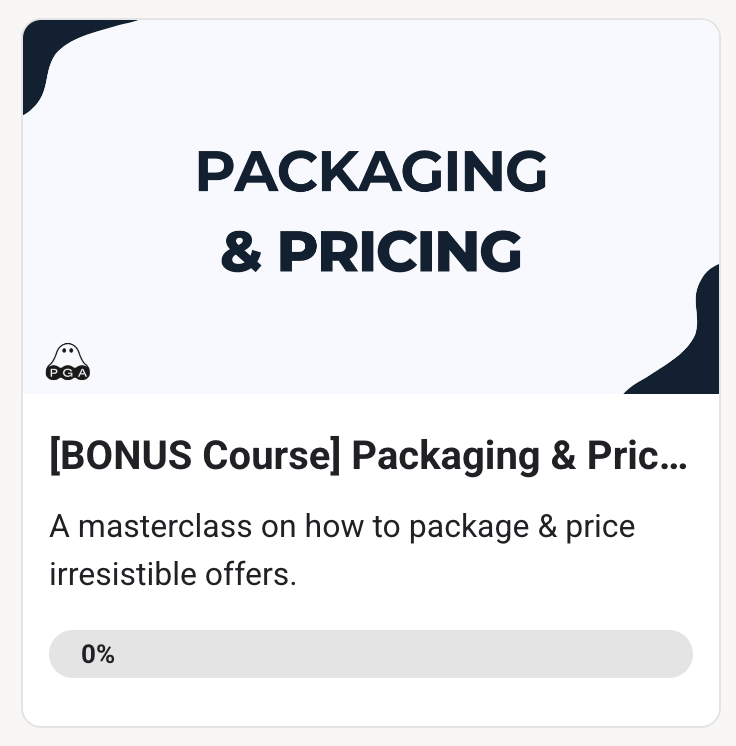 Packaging and Pricing bonus course
