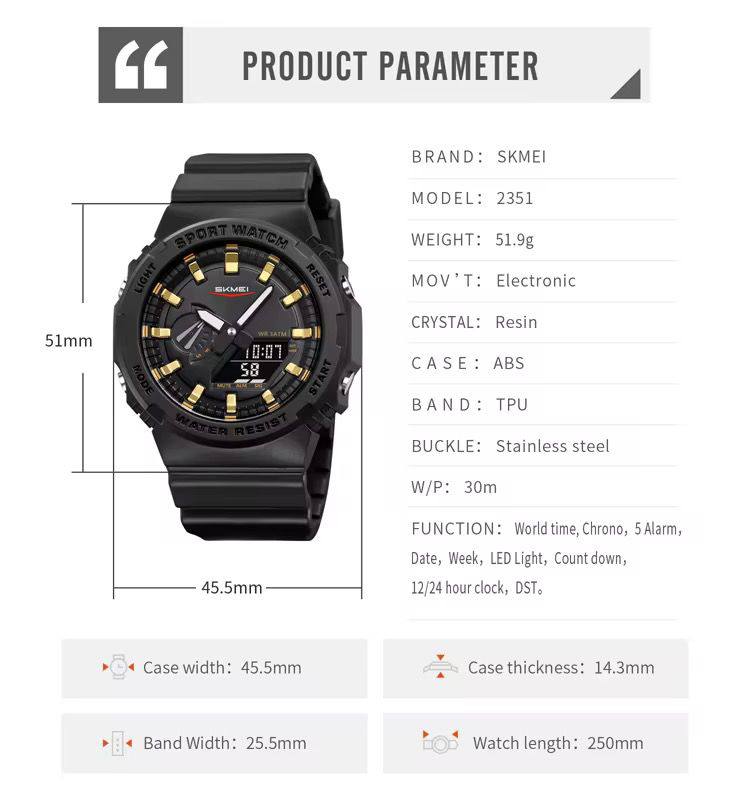 SKMEI 2351 Dual Display Sports Watch 6