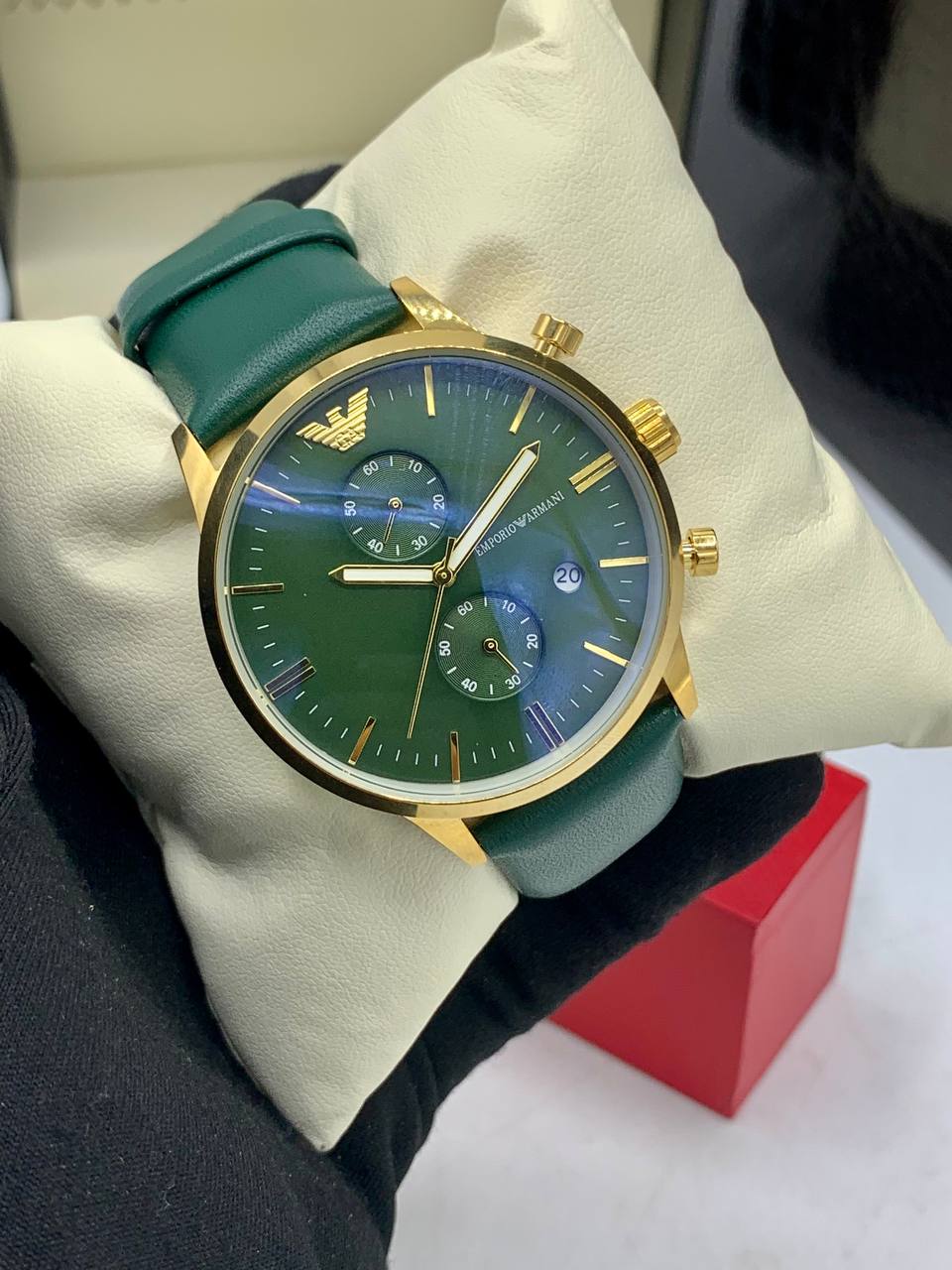 Emporio Armani Men's Chronograph Green Dial  1