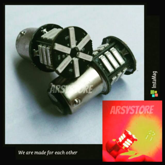 Lampu Led Rem 7014 Strobo Kedip Bayonet 2 kaki 21 smd Mobil P215W