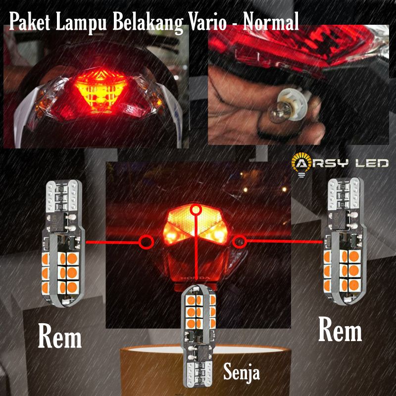 Paket Lampu led motor rem normal honda vario 125 150 super terang