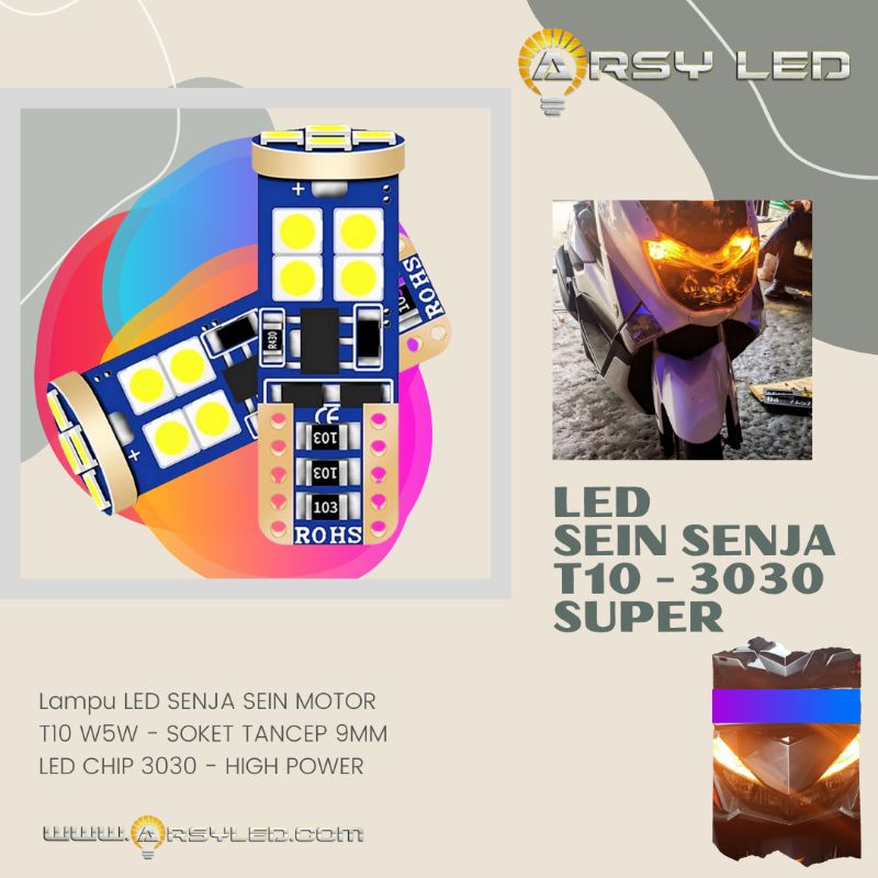 Lampu LED Motor NMAX Senja Belakang / senja depan / sein T10 Pollux 12 Titik Super Bright