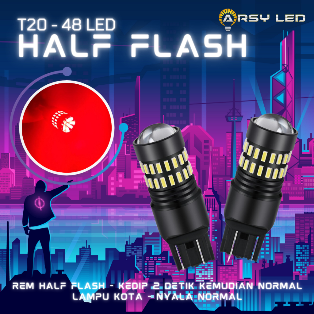 ARSY LED LAMPU REM T20 Half Flash Strobo Innova Reborn Calya Sigra Brio BRV Mobilio