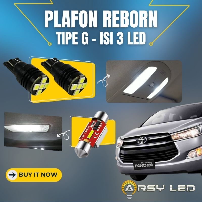 Lampu Plafon Kabin Mobil Innova Reborn LED Paket isi 3 Super Bright v1
