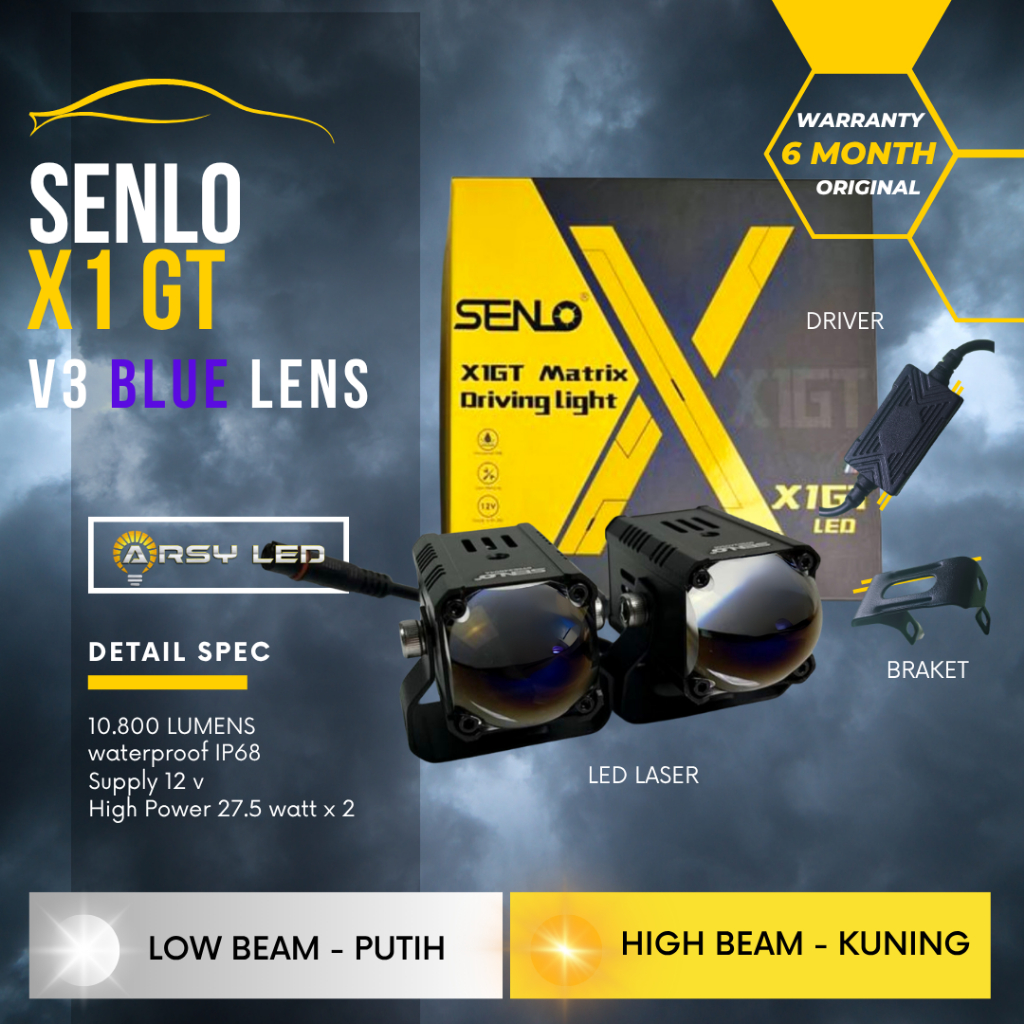2PCS Mini Laser SENLO X1 GT plus V3 blue lens lampu led motor mobil kabut foglamp sorot 27w