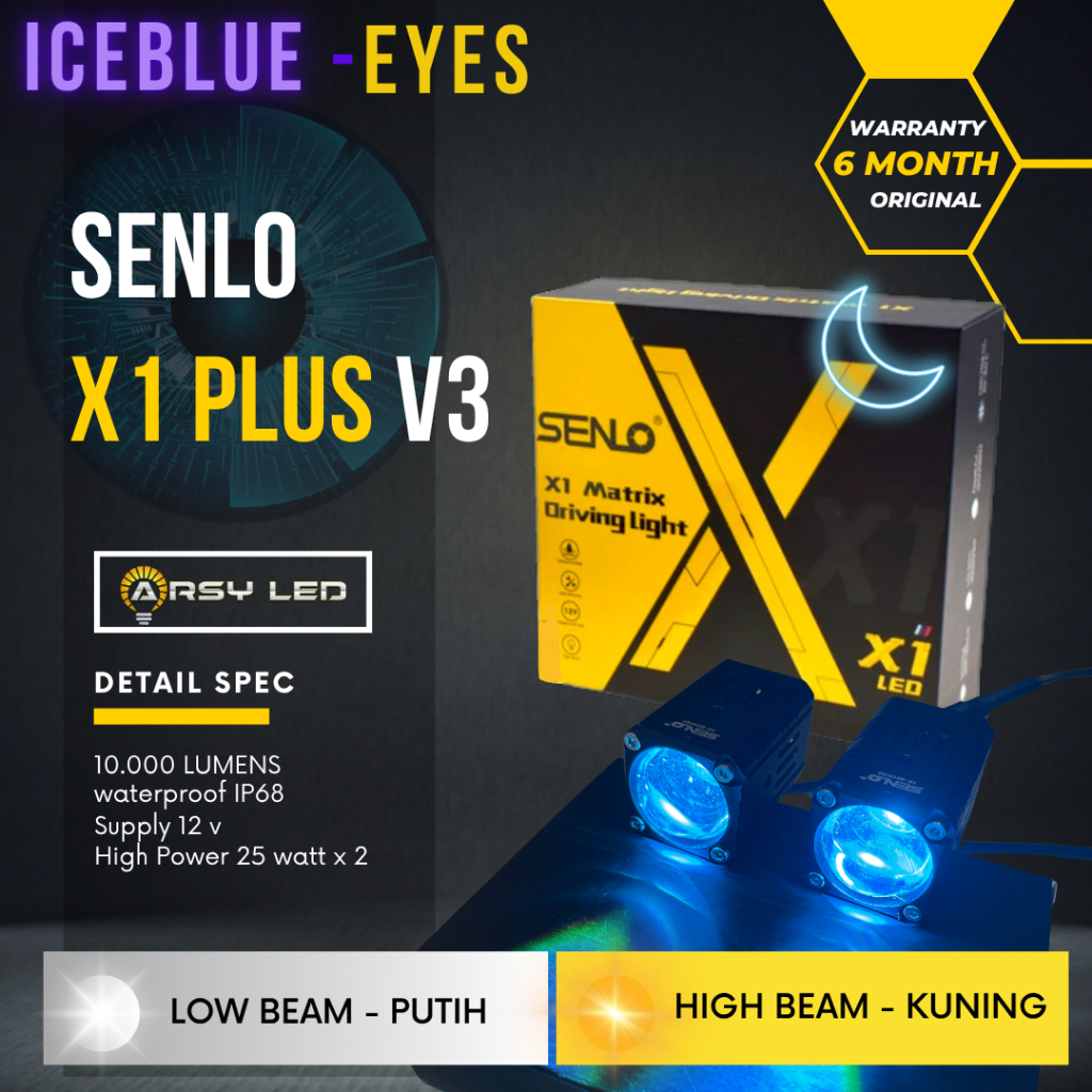 mini laser senlo x1 plus V3 ICEBLUE ANGEL EYES lampu led motor mobil kabut foglamp sorot 25w
