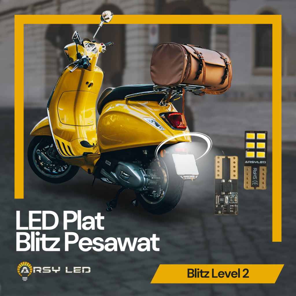ARSY LED Blitz Mode Pesawat Lampu Plat Nomor Motor VESPA Sprint Primavera Matic Matik